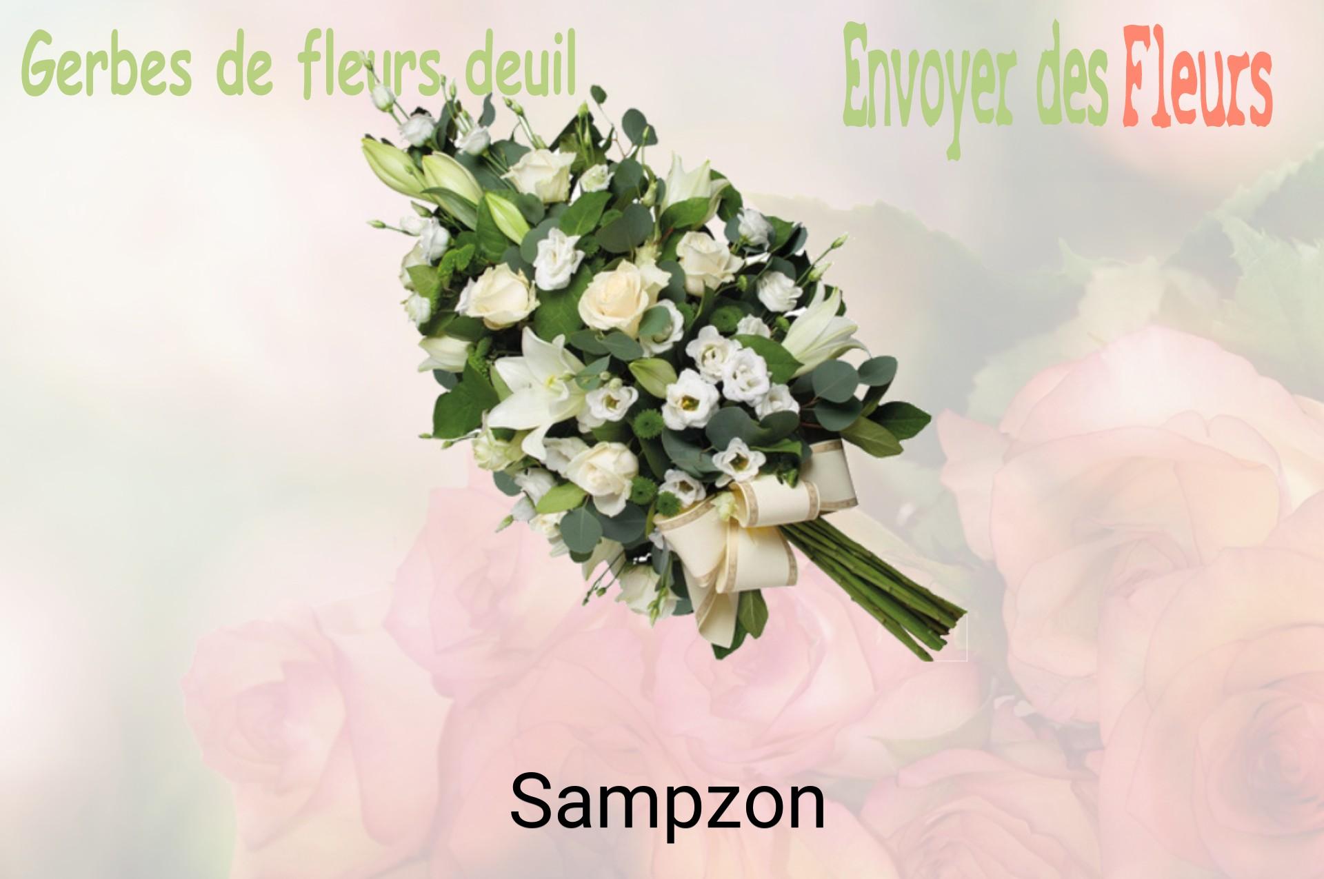 Gerbe de fleurs de deuil livrée à Sampzon